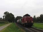 D21 (ehemalige 211 125-0) der Bentheimer Eisenbahn AG mit Gterzug 204 Bentheim Nord-Coevorden Heege (NL) bei Emlichheim am 18-9-2012.