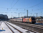 1016 048 Niederösterreichischer Landesfeuerwehrverband mit EC 113 bei der Einfahrt von München-Ostbahnhof am 29.1.2017.