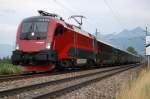 Die 1116 218 vor dem EC Railjet von Budapest nach Mnchen vor dem Bahnhof Prien a.