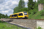 1648 212 der Oberpfalzbahn befährt die neue Relation Marktredwitz - Cheb (Eger) - As - Selb Plößberg - Hof über den reaktivierten Streckenteil Plößberg - As.