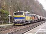 753 734 und 753 725 der Advanced World Transport a.s. (AWT)in Schmilka-Hirschmühle. 31.01.2015