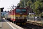 371 005 (Pepin) auf der Fahrt von Tschechien nach Deutschland im Haltepunkt Schmilka. Aufgenommen am 16.09.2014
