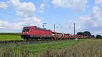 DB Cargo 187 120 mit leerem DB-Autotransportzug in Richtung Osnabrück (bei Melle, 31.08.2021).