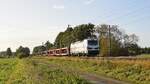 DB 193 362  I am European.  mit leerem Autotransportzug in Richtung Lhne (bei Melle, 15.10.2021).