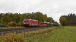 DB Cargo 187 177 mit Autotransportzug Richtung Hannover (Rohrsen, 08.11.2023).