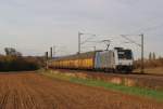Ende Oktober 2013 war RP/PCT 185 671 mit einem Altmann-Zug als DGS 75737 HBHSK - MDIF bei Elze(Han) auf dem Weg gen Sden.