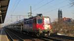 SBB-Cargo 421 396-3 kommt mit einem Autozug durch Dresden-Strehlen Richtung Dresden-Hbf (20.3.15)