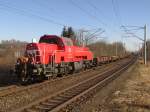 261 093-9 Gravita mit einer langen Übergabe unterwegs in Richtung Erfurt am 14.02.2015 in Hopfgarten bei Weimar.