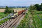 ES64 U2-080 CargoServ mit einem Stahlzug bei Osterhofen Richtung Plattling, 21.07.2020