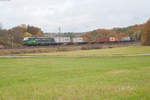 193 234 mit einem Containerzug bei Edlhausen Richtung Regensburg, 02.11.2016