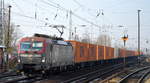 PKP Cargo mit der EU46-509/193-509 und einem Containerzug (Chinesische Container auf dem Rückweg nach China über Polen) Richtung Polen am 07.02.18 Berlin-Hirschgarten.