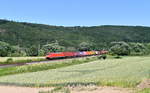 152 127 mit einem Containerzug am 28.06.2019 bei Freden(Leine)