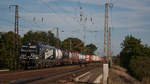 DB Cargo 193 365 zieht am 20.09.2020 den Pruzskow-Shuttle durch Saarmund gen Belgien.