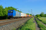 185 CL-006 mit einem Containerzug bei Thüngersheim Richtung Gemünden, 07.05.2020