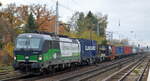 RTB CARGO GmbH, Düren [D] mit der ELL Vectron  193 732  [NVR-Nummer: 91 80 6193 732-5 D-ELOC] und Containerzug am 02.11.21 Richtung Frankfurt/Oder in Berlin Hirschgarten.