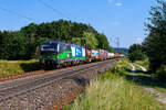 193 238 ELL/WLC mit einem Containerzug bei Postbauer-Heng Richtung Nürnberg, 09.08.2020