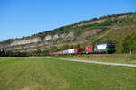 193 754 ELL mit einem Containerzug bei Thüngersheim Richtung Würzburg, 09.09.2020