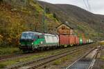 193 931 ELL Vectron mit KLV in Kaub am Rhein, am 25.11.2023.