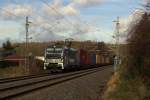 Containerzug nach Wiesau von Hamburg mit Raipool Vectron 193 801-8 kurz vor Plauen aufgenommen am 21.11.2015