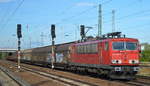 Rpool 155 099-5 mit gemischtem Güterzug am 11.09.18 Bf. Flughafen Berlin-Schönefeld.