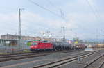 DB 187 137 mit einem gemischten Güterzug Richtung Fulda, am 13.04.2019 in Bebra.