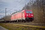 185 375-3 mit einem gemischten Güterzug bei Unna-Mühlhausen (30.01.2021) 