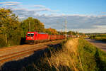 187 146 DB Cargo mit einem gemischten Güterzug bei Winterhausen Richtung Würzburg, 02.09.2020