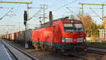 DB Cargo AG [D] mit ihrer 193 377  [NVR-Nummer: 91 80 6193 377-9 D-DB] und einem gemischten Güterzug am 15.11.22 Durchfahrt Bahnhof Golm.