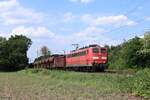 151 032-0 mit einem gemischten Güterzug in Ratingen Lintorf, 18.