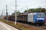 145-CL 202 (145 098-0) im Dienst fr DB Schenker mit einem gemischten GZ in Rathenow in Richtung Wustermark. 29.09.2010