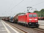 Am 9.Juni 2013 war 185 201 mit einem gemischten Gterzug in Elze(Han) auf dem Weg Richtung Gttingen.