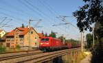 RAILION DB Logistics 185 302-7 mit einem gemischten Gterzug Richtung Eisenach, am 06.09.2013 in Erfurt Bischleben.