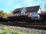 ein Schotterwagen der DB ist in einem GZ eingegliedert (Bad Harzburg) (18.10.2007)