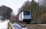 186 183-0 von Railpool kommt die Gemmenicher-Rampe herunter nach Aachen-West mit einem Güterzug aus Antwerpen-Noord(B) nach Köln-Gremberg(D).