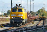 1218 449-7 DB mit Flachwagen beim Bf Euskirchen - 28.10.2019