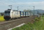 185 581-6 (Ewals Cargo) von Crossrail) ist mit einen LKW Walter KLV am 27.04.2012 bei Ltzelsachsen