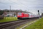 185 158-3 mit einem Kalkzug bei Hamm-Neustadt (17.04.2021)