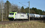 Captrain mit der 185 580-8 unterwegs mit GATX Kesselwagen in Richtung Hamburg.