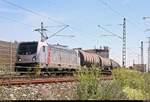 Kesselzug mit 187 503-8 der CTL Logistics GmbH passiert die Zugbildungsanlage (ZBA) Halle (Saale) Richtung Norden.