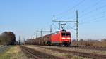 DB Cargo 145 031 mit Kesselwagenzug EZ 50760 Barenburg - Lingen-Holthausen (Diepholz, 25.02.19).