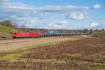 185 347 und 185 219 mit einem Kesselwagenzug bei Fahlenbach Richtung Ingolstadt, 18.03.2019