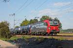 Am Nachmittag des 12.09.2018 fuhr 193 465  Basel  mit einem vollen  Kerosin -Kesselzug (Kork - Glattbrugg), welchen sie nur bis Basel SBB Rbf bespannte, zwischen Hügelheim und Müllheim