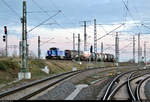 Kurzer Kesselzug mit 275 014-9 (Lok 211 | Vossloh G 1206) fährt in Halle (Saale), Karl-von-Thielen-Straße, auf der Ostumfahrung für den Güterverkehr in nördlicher Richtung.