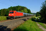 185 232 DB Cargo mit einem Kesselzug bei Postbauer-Heng Richtung Nürnberg, 25.05.2020