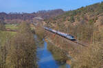 187 074 RHC mit einem Kesselzug bei Dollnstein Richtung Ingolstadt, 20.02.2021