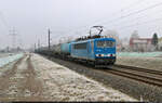 155 204-1 (155 059-2) hat Kesselwagen am Haken und wurde in Braschwitz, Richtung Köthen fahrend, gesehen.