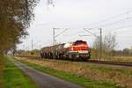 RVM 55 (4185 025) mit Kesselwagenzug in Richtung Osnabrück (Lembruch, 27.03.2024).