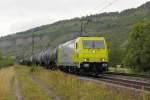 119 007-2 RheinCargo mit einem Kesselzug am 29.07.2015 in Thüngersheim.