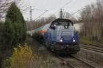 261 499 Voith Gravita mit einem Kesselzug am 05.12.2015 in Gelsenkirchen Buer Nord.