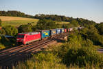 152 115 mit einem KLV-Zug bei Otting-Weilheim Richtung Treuchtlingen, 28.06.2019